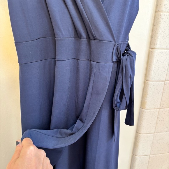 41 Hawthorn Strapless Faux Wrap Pullover Navy Dress Large Business Casual Travel - Picture 4 of 8